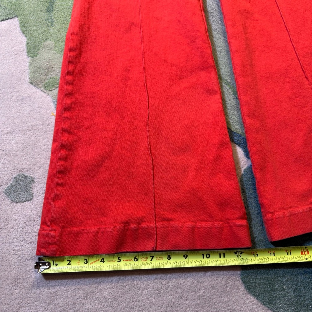 Alice + Olivia Jeans Red High Rise Wide Leg Flare Pants Front Seam Detail - Picture 4 of 14